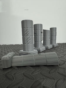 Battle Scarred Stone Columns - Ruined Block Pillars 28mm Scatter Terrain Scenery