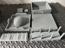 Load image into Gallery viewer, Desert Market Shop Tatooine Sci Fi Style Building 28mm Wargaming Terrain 3D Printed
