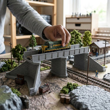 Load image into Gallery viewer, Large Model Railway Girder Bridge 00 Gauge with Stonework Effect Support Piers
