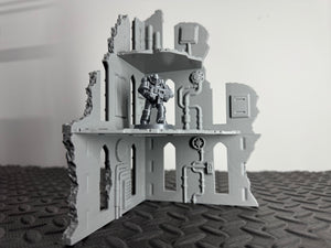 Gothic Corner Ruins Industrial Sci Fi Factory Building 28mm Terrain 3D Printed