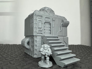 Futuristic Science Facility Sci-Fi Building 28mm 32mm 3D Printed in Grey Cyberpunk Style