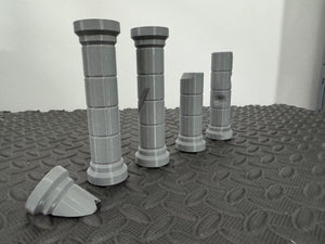 Damaged Stone Columns - Ruined Block Pillars - 28mm Scatter Terrain Scenery