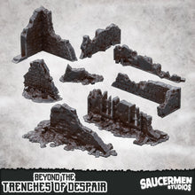Load image into Gallery viewer, Ruined Building Rubble Set for 28-32mm Trench Scenery Scatter Terrain

