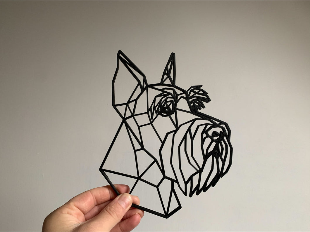 Geometric Schnauzer Dog 3D Printed Wall Art