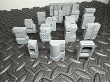 Load image into Gallery viewer, Sci-fi Scatter Terrain Pack - 16 x Vending Machines - 28mm - 32mm 3D Printed
