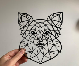 Geometric Long Haired Chihuahua Dog Pet Wall Art Decor Hanging Decoration 3D Printed