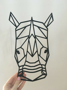 Geometric Rhino Head Large Wall Art Hanging Gothic Decoration Pick Your Colour