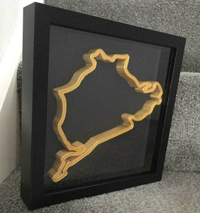 Nurburgring Circuit Replica Track Art In Frame Wall Mounted Race Track 3D Gold