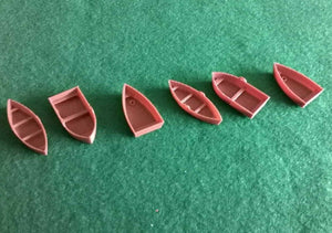 Model Boats OO Gauge x 6 Boats with Three Styles Rowing Boats Train Scenery