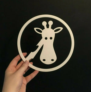 Funky Giraffe Circular Animal Wall Art Decor Hanging Decoration Cartoon Style