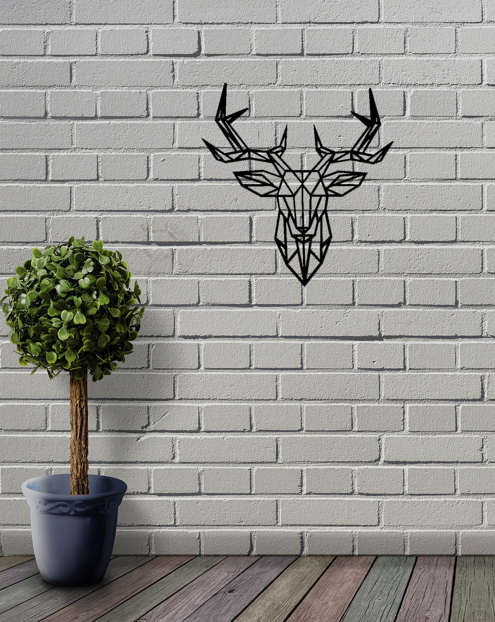 Geometric Deer Stag Animal Wall Art Decor Hanging Decoration Small 18.2cm Wide