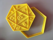 Load image into Gallery viewer, 3D Printed Cookie Dough Cutter Biscuit Stamp D20 dice - Dungeons and Dragons
