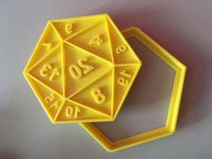 3D Printed Cookie Dough Cutter Biscuit Stamp D20 dice - Dungeons and Dragons