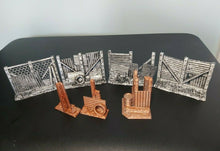 Load image into Gallery viewer, Wargame Table Top Fences Post Apocalytic Scenery Tile Hides 3d Printed Warhammer
