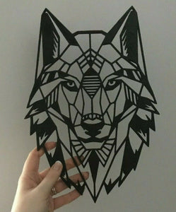 Large geometric wolf wall art