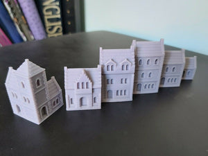 Z Gauge 6 x Village Stone Brick or Wood Style Houses Model Railway Resin