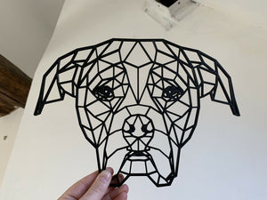 Geometric American Bulldog Dog Animal Wall Art Decor 300mm X 216mm