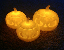 Load image into Gallery viewer, Halloween Pumpkins With Tealights x3 Small Medium Large 3d Print Jack O Lantern
