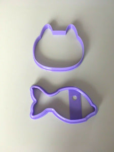 Cat Face and Fish Shaped 3D Printed Cookie Cutter Stamp Baking Biscuit Tool
