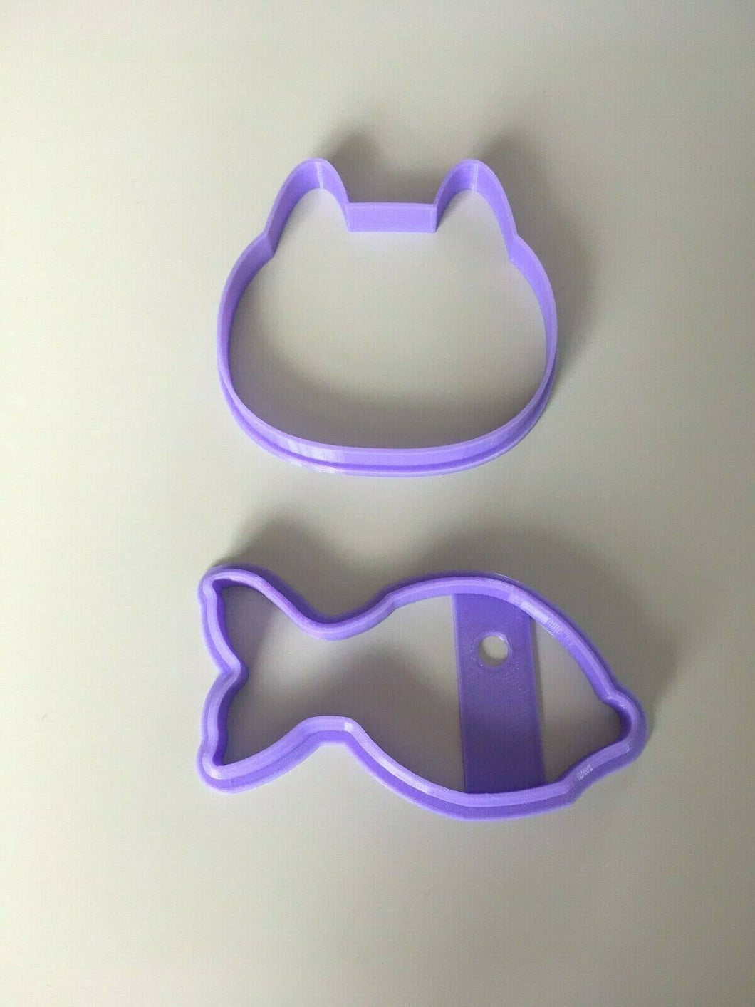 Cat Face and Fish Shaped 3D Printed Cookie Cutter Stamp Baking Biscuit Tool