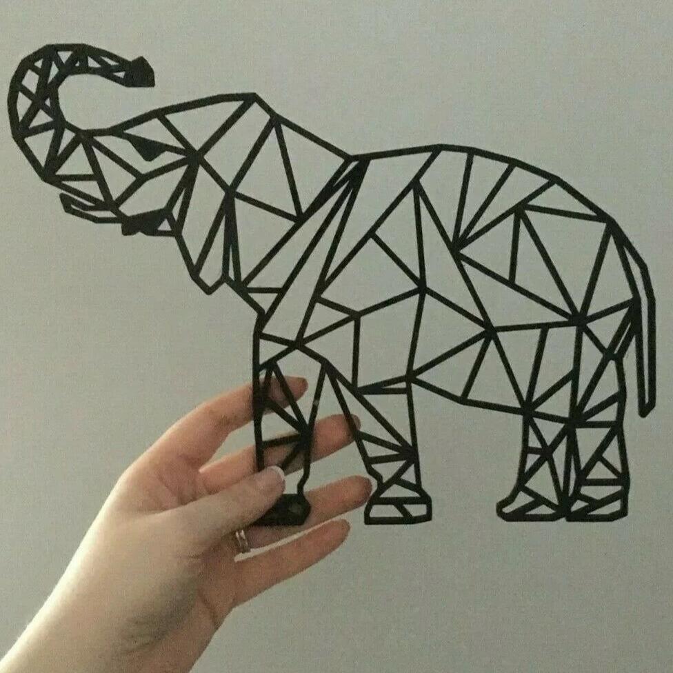 large 3d printed geometric elephant standing