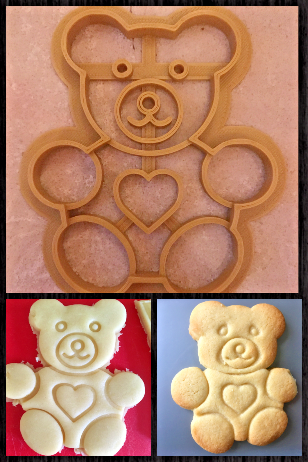 Teddy Bear 3D Printed Cookie Cutter Stamp Baking Biscuit Shape Tool