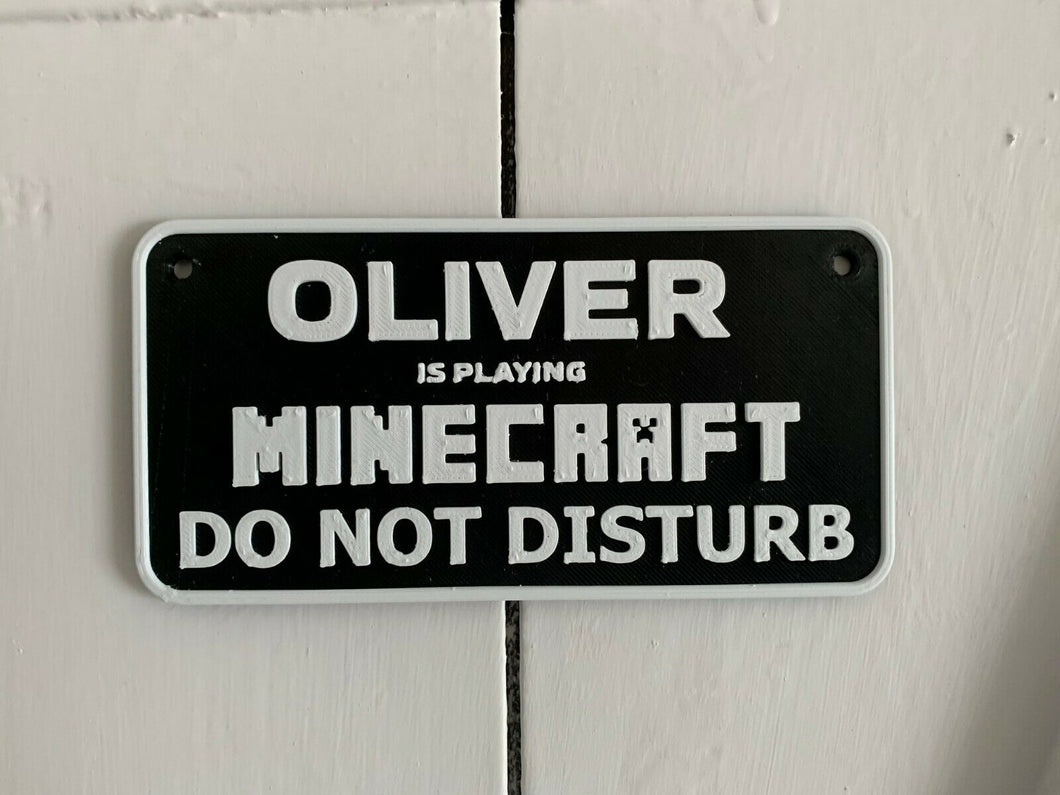 Minecraft Style Personalised Name Do Not Disturb Sign Door Choice of Colours