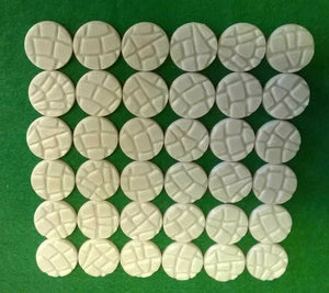 36 x 25mm Wargame Warhammer Style Bases in Cobblestone Effect Several Patterns
