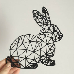 Geometric Rabbit Bunny Wall Art Hanging Decoration Origami Pick Your Colour