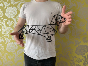 Origami Geometric Sausage Dog Dachshund Pet Wall Art Hanging Decor 350mm x 199mm