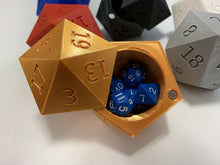 Load image into Gallery viewer, D20 Magnetic Dice Storage Box Dungeons and Dragons D&amp;D Gaming &amp; Free D20 Holder
