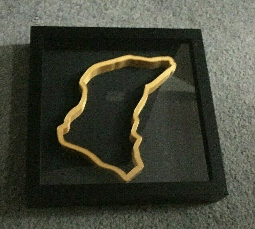 Isle of Man TT Circuit Replica Track Art Frame Wall Mounted Race Track 3D Gold