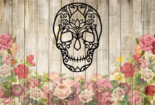 Load image into Gallery viewer, Floral Sugar Skull Wall Art Decor Hanging Decoration Day of the Dead Halloween
