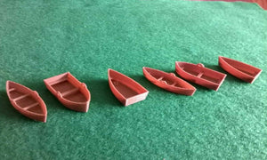 Model Boats OO Gauge x 6 Boats with Three Styles Rowing Boats Train Scenery