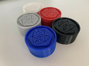 d20 inspiration tokens for dungeons and dragons 