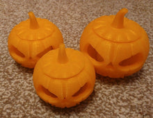 Load image into Gallery viewer, Halloween Pumpkins With Tealights x3 Small Medium Large 3d Print Jack O Lantern
