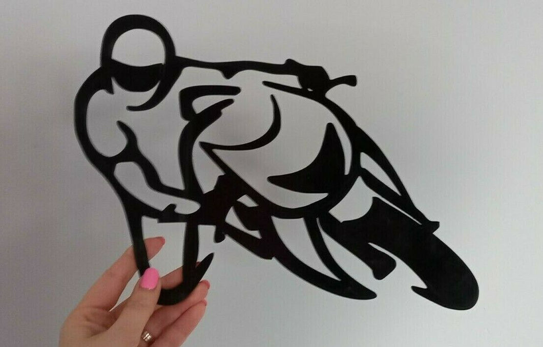 Motorbike Outline Racer Rider Wall Hanging Decoration 3D Printed Circuit