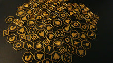 Load image into Gallery viewer, Warhammer 40K Kill Team Tokens Black &amp; Gold Tactic Tokens x80
