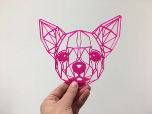 Geometric Chihuahua Dog Animal Wall Art Decor Hanging Decoration Pick a Colour
