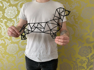 Origami Geometric Sausage Dog Dachshund Pet Wall Art Hanging Decor 350mm x 199mm