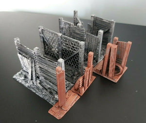 Wargame Table Top Fences Post Apocalytic Scenery Tile Hides 3d Printed Warhammer