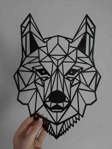 Geometric Patterned Large Wolf Head Wall Art Hanging Decoration Pick Your Colour