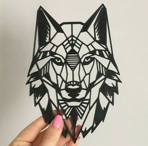 geometric wolf head wall art