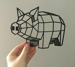 Geometric Pig Wall Art Decor Hanging Decoration Origami Style