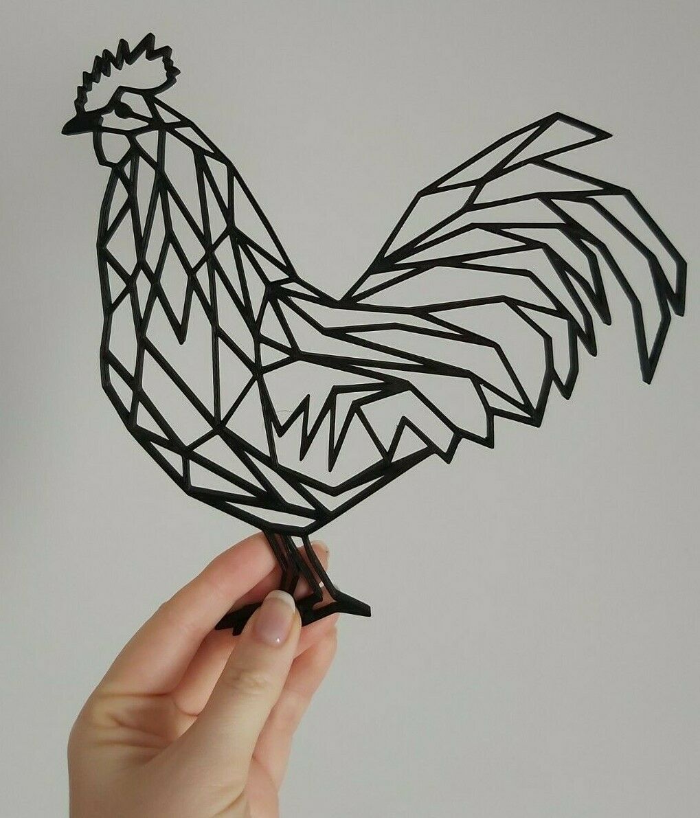 Geometric Cockerel Rooster Wall Art Decor Hanging Decoration Origami Style