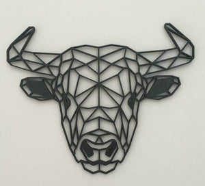 Geometric Bull Cow Wall Art Hanging Decoration Origami Style Pick Your Colour