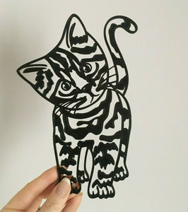 Kitten Standing Wall Art Hanging Decoration Tabby Patterned Cat Pick Your Colour
