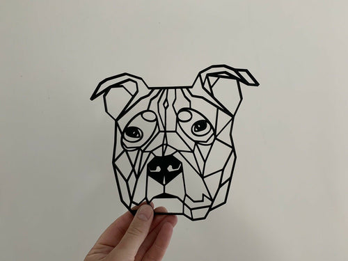 geometric staffordshire bull terrier wall art